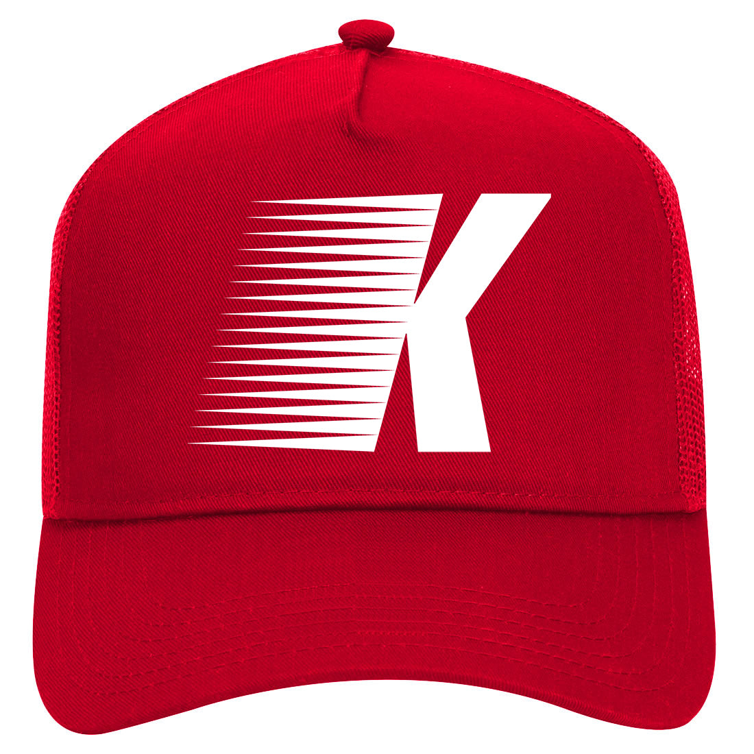 Letter K Flash Mens Mesh Trucker Hat Red