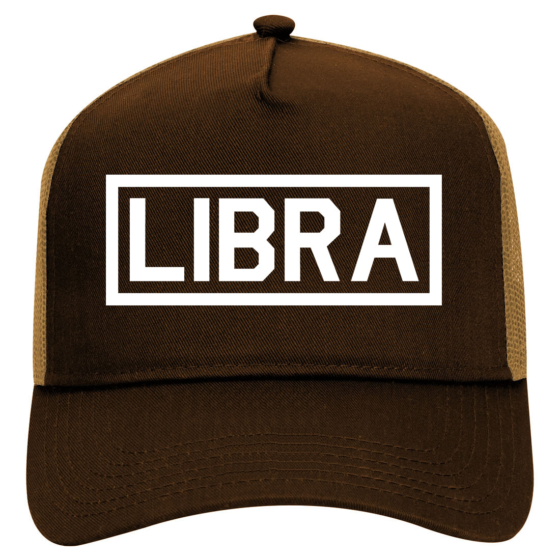 Libra Horoscope Astrology Sign Mens Mesh Trucker Hat Brown