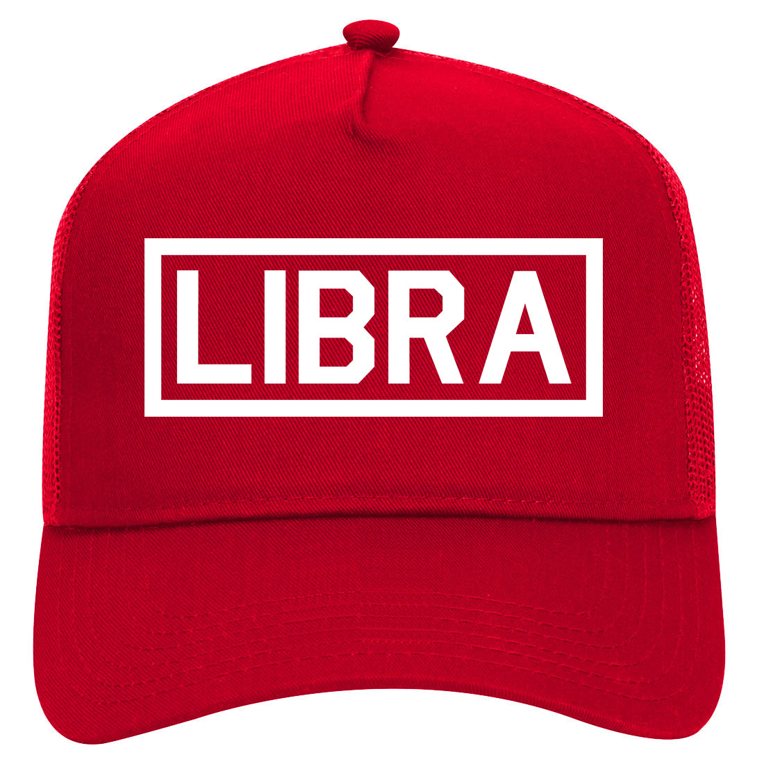 Libra Horoscope Astrology Sign Mens Mesh Trucker Hat Red