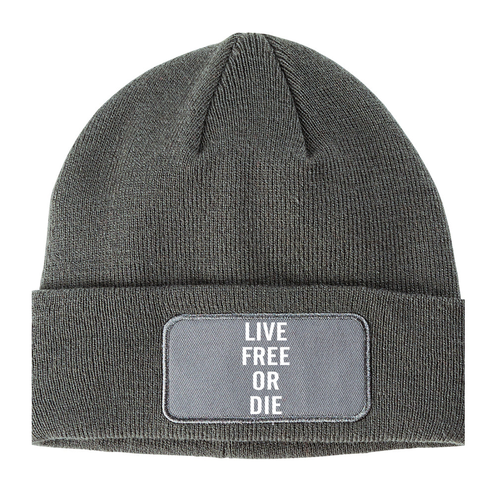 Live Free Or Die Winter Knit Adult Beanie Hat Grey