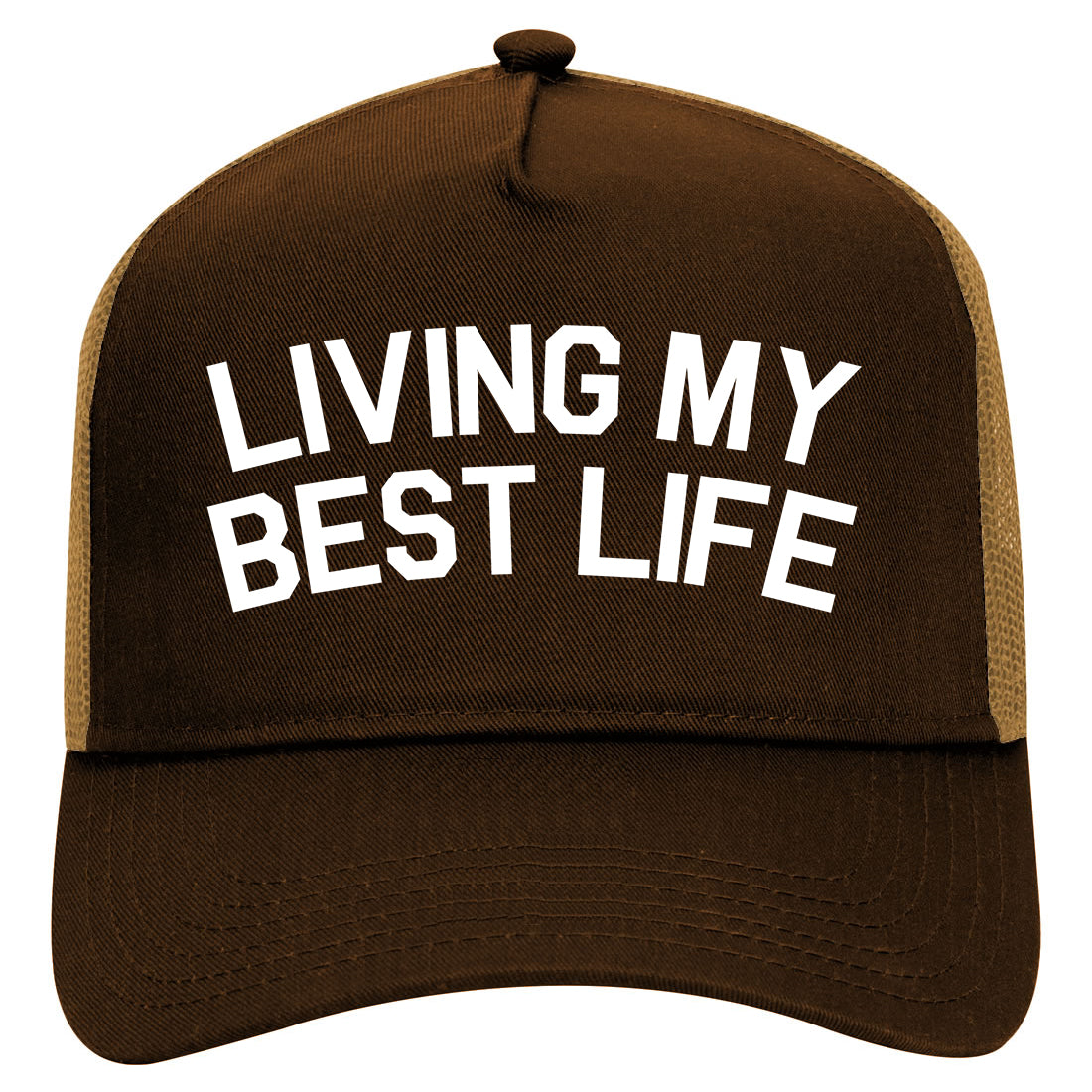 Living My Best Life Mens Mesh Trucker Hat Brown