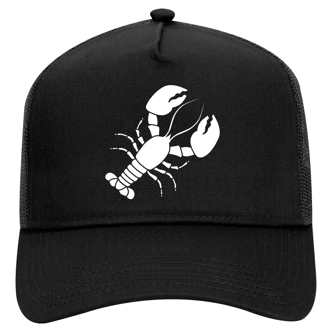 Lobster Seafood Mens Mesh Trucker Hat Black
