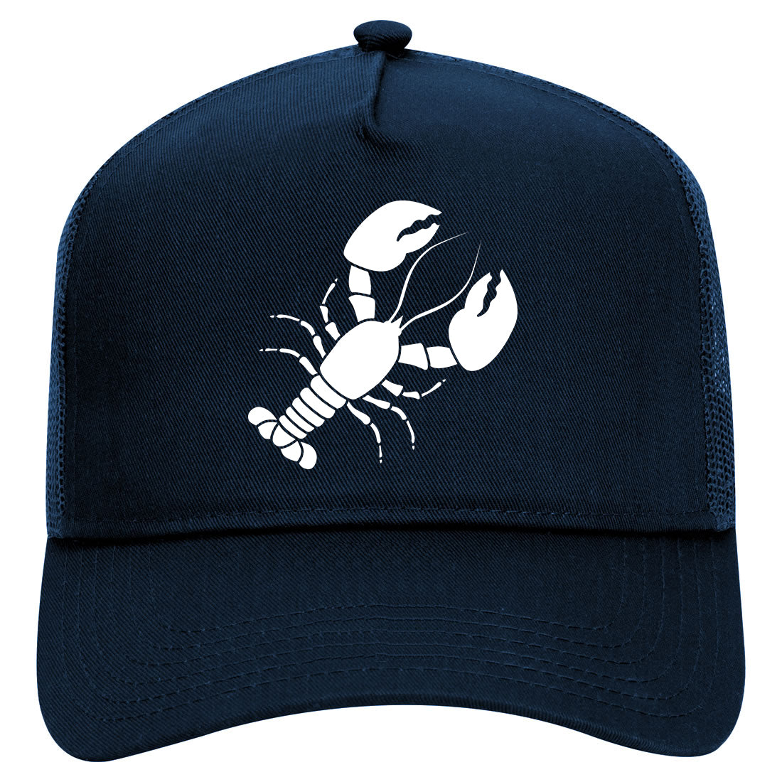 Lobster Seafood Mens Mesh Trucker Hat Navy Blue