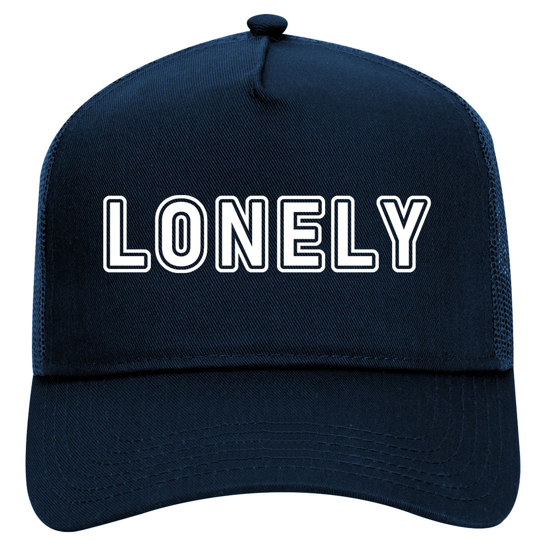 Lonely Sad Mens Mesh Trucker Hat Navy Blue