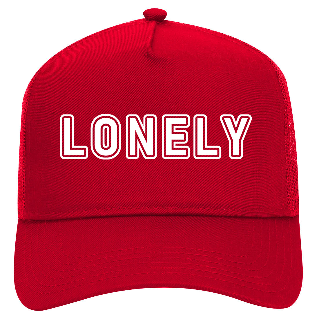 Lonely Sad Mens Mesh Trucker Hat Red