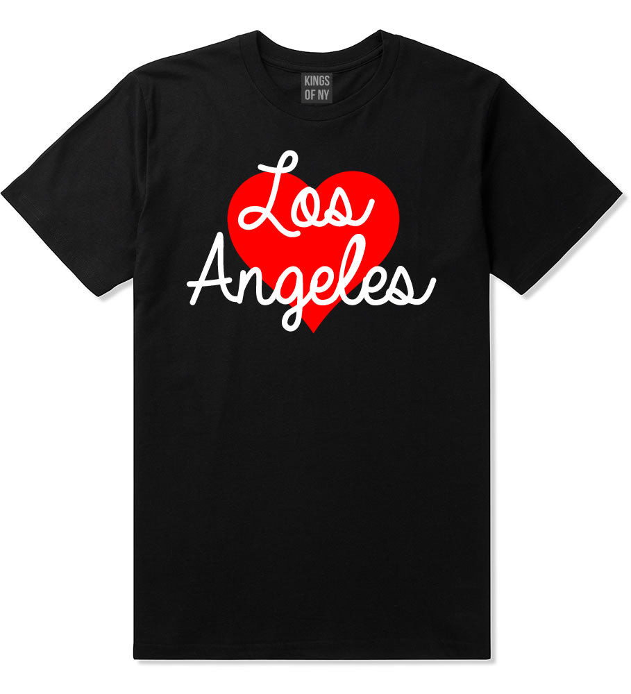 Love Los Angeles California Heart Mens T-Shirt Black