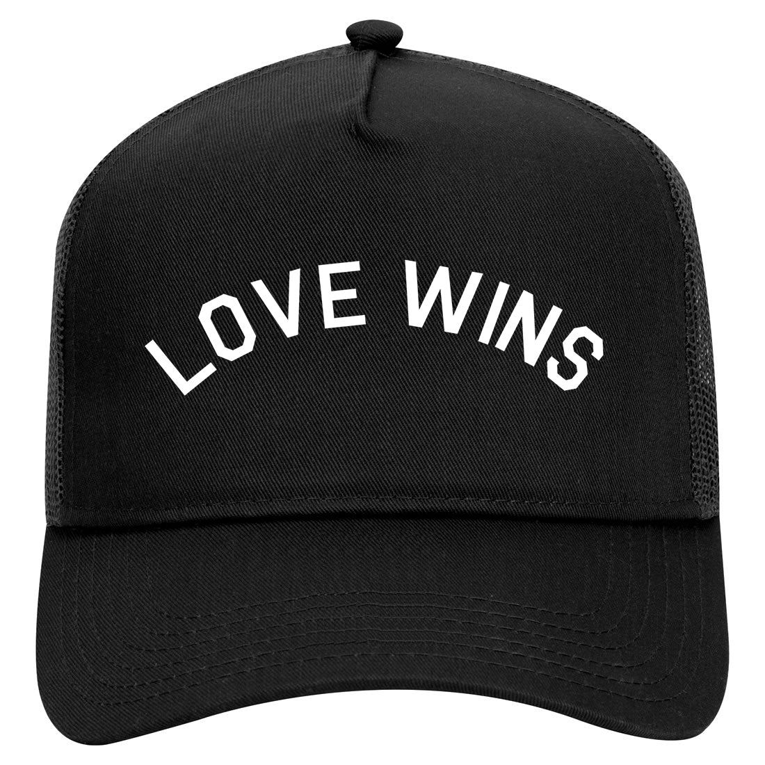 Love Wins Rose Mens Mesh Trucker Hat Black