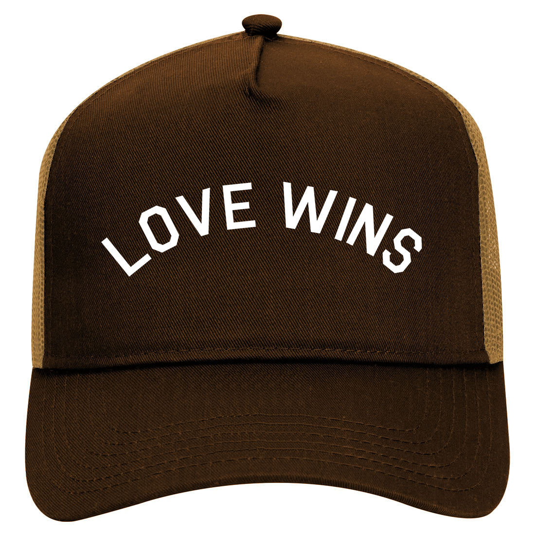 Love Wins Rose Mens Mesh Trucker Hat Brown