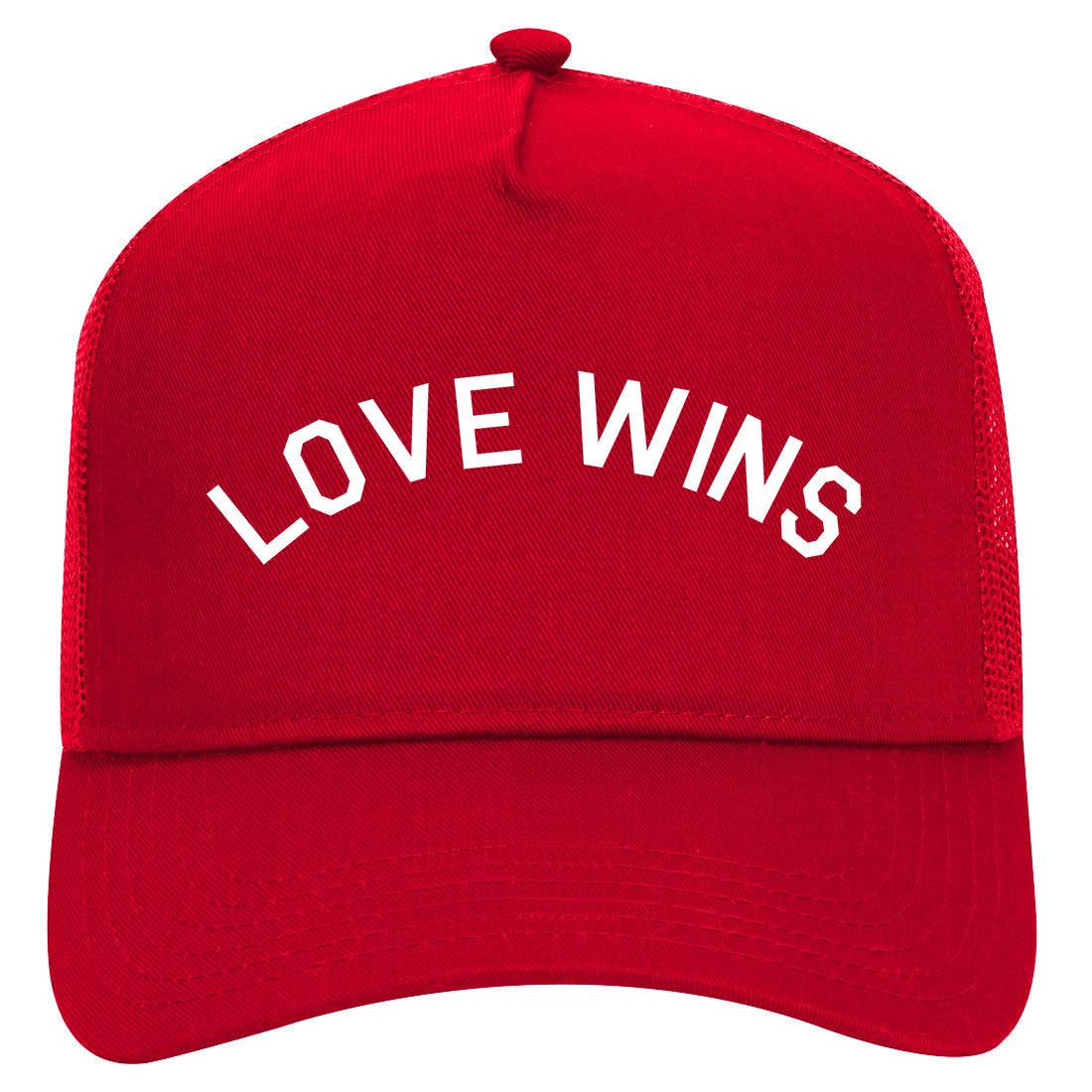 Love Wins Rose Mens Mesh Trucker Hat Red