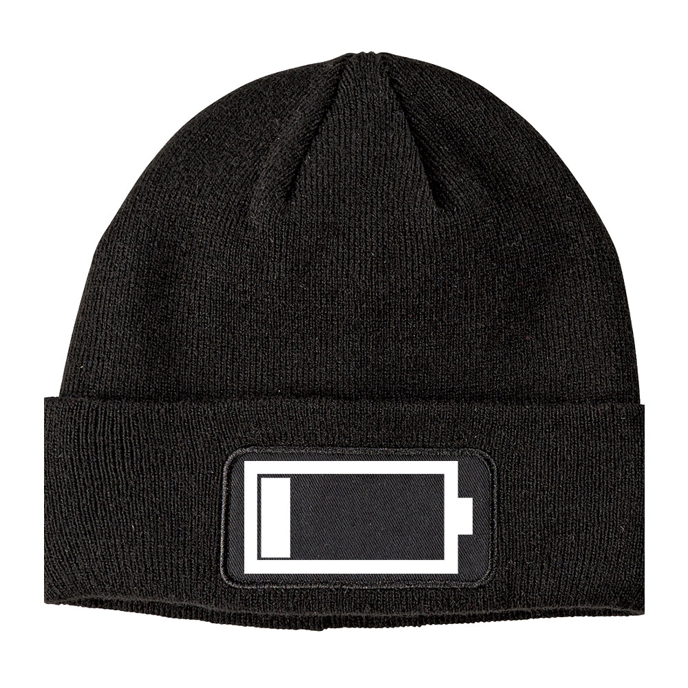 Low Battery Symbol Winter Knit Adult Beanie Hat Black