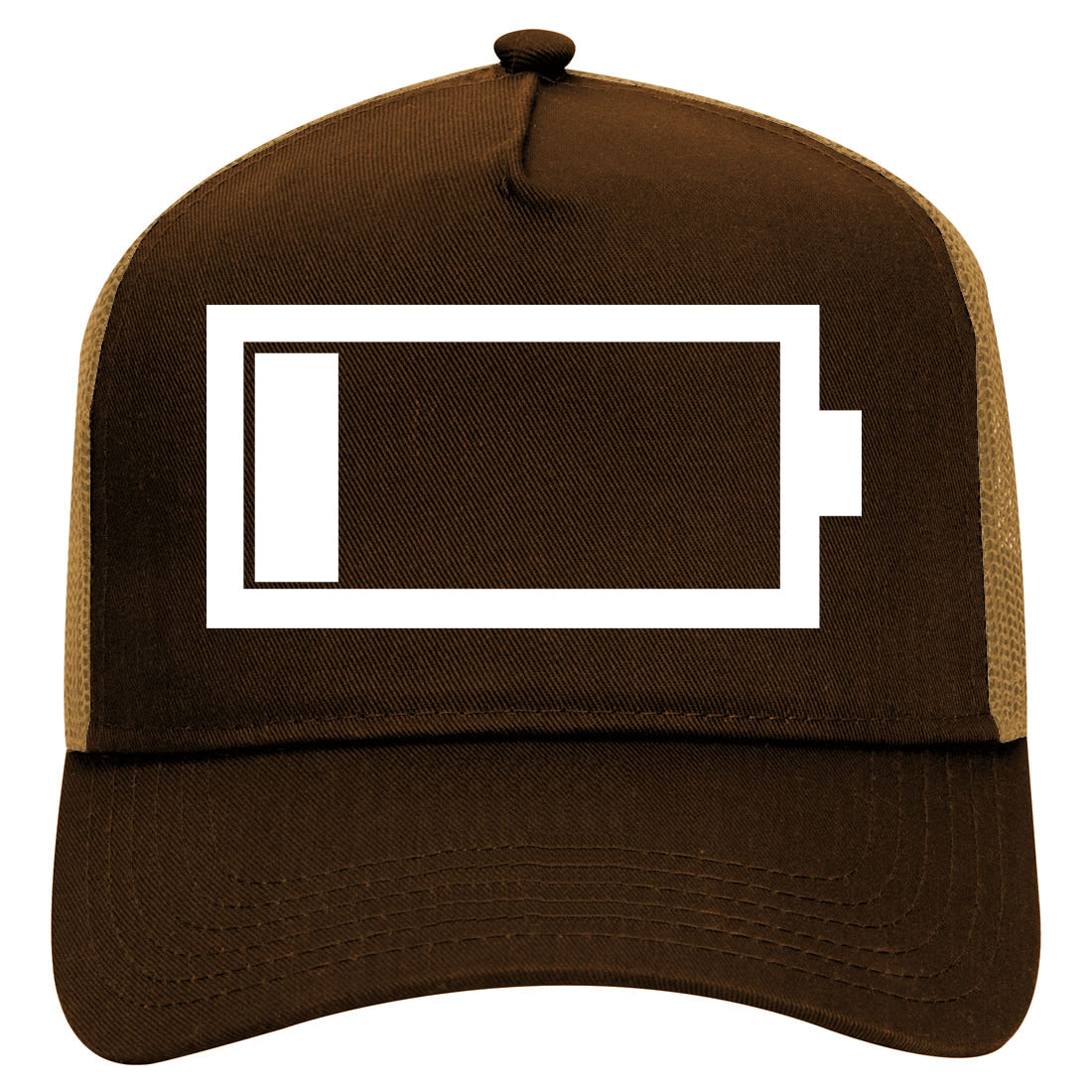 Low Battery Symbol Mens Mesh Trucker Hat Brown