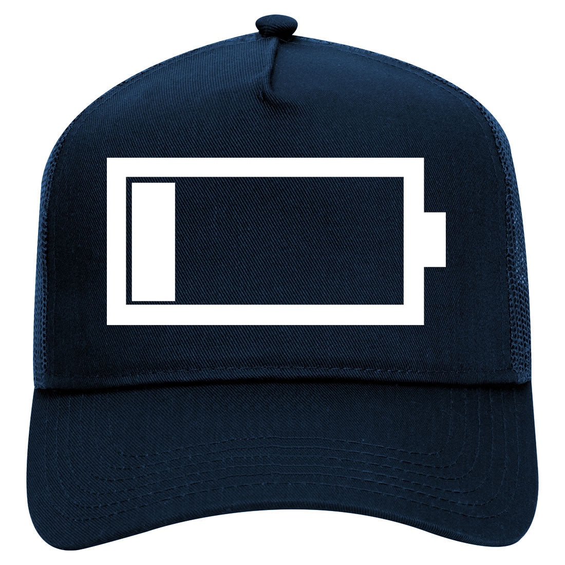 Low Battery Symbol Mens Mesh Trucker Hat Navy Blue