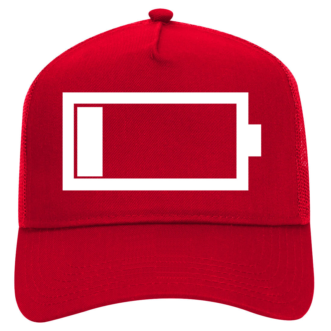 Low Battery Symbol Mens Mesh Trucker Hat Red