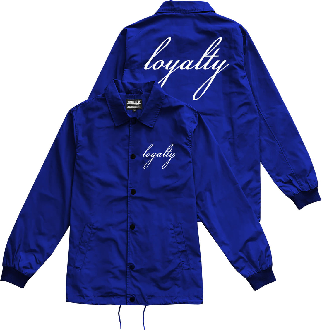 Loyalty Scirpt Mens Coaches Jacket Royal Blue
