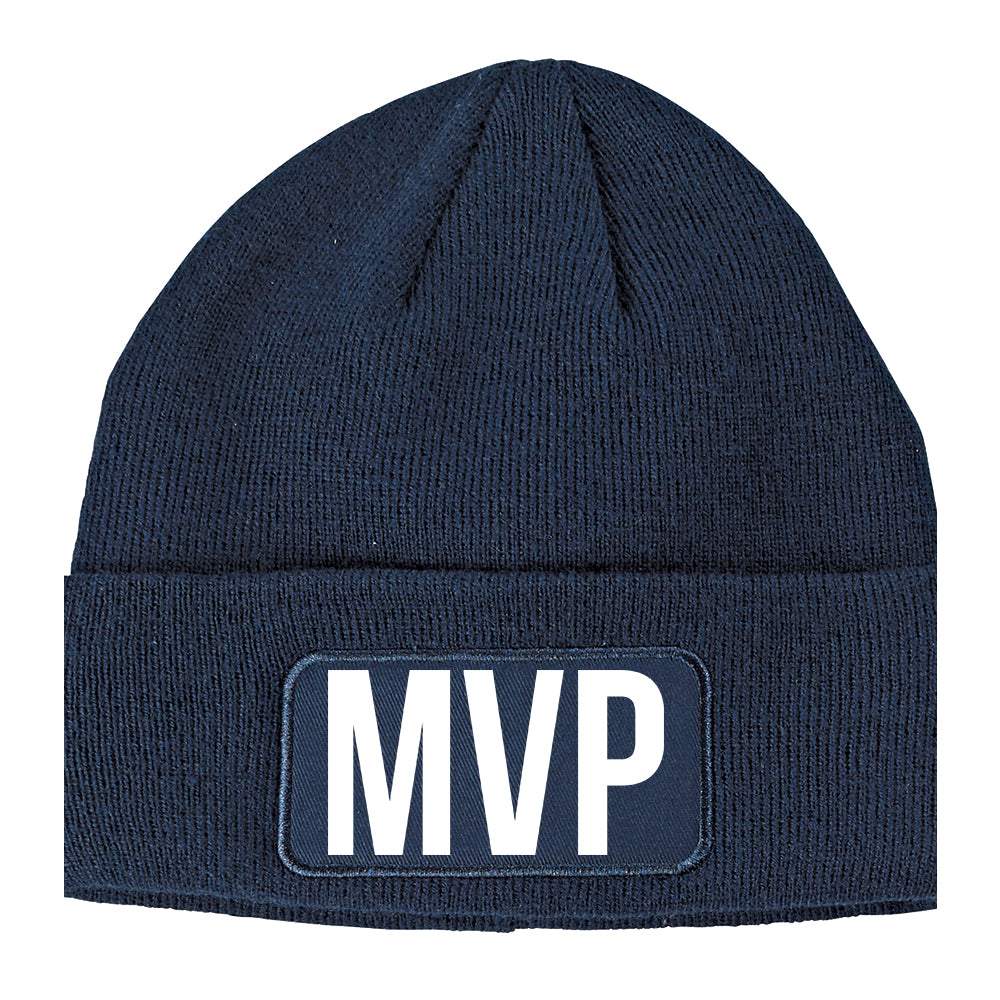 MVP Most Valuable Player Sports Winter Knit Adult Beanie Hat Navy Blue