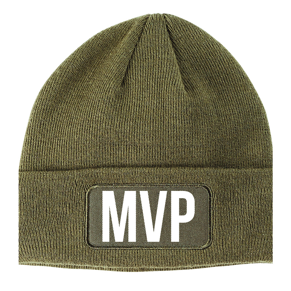 MVP Most Valuable Player Sports Winter Knit Adult Beanie Hat Olive Green