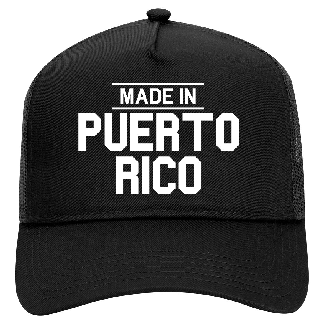 Made In Puerto Rico Mens Mesh Trucker Hat Black