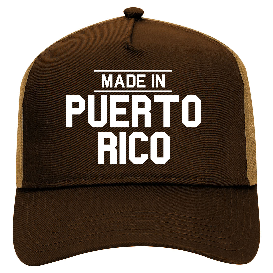 Made In Puerto Rico Mens Mesh Trucker Hat Brown