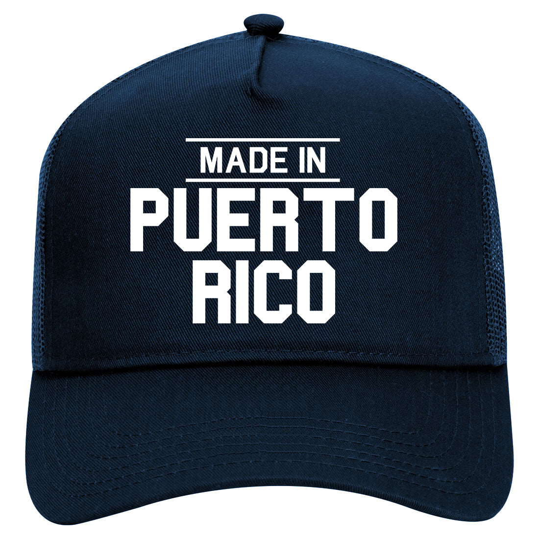 Made In Puerto Rico Mens Mesh Trucker Hat Navy Blue