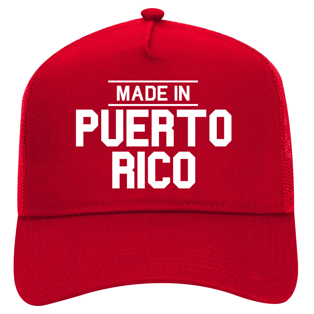 Made In Puerto Rico Mens Mesh Trucker Hat Red