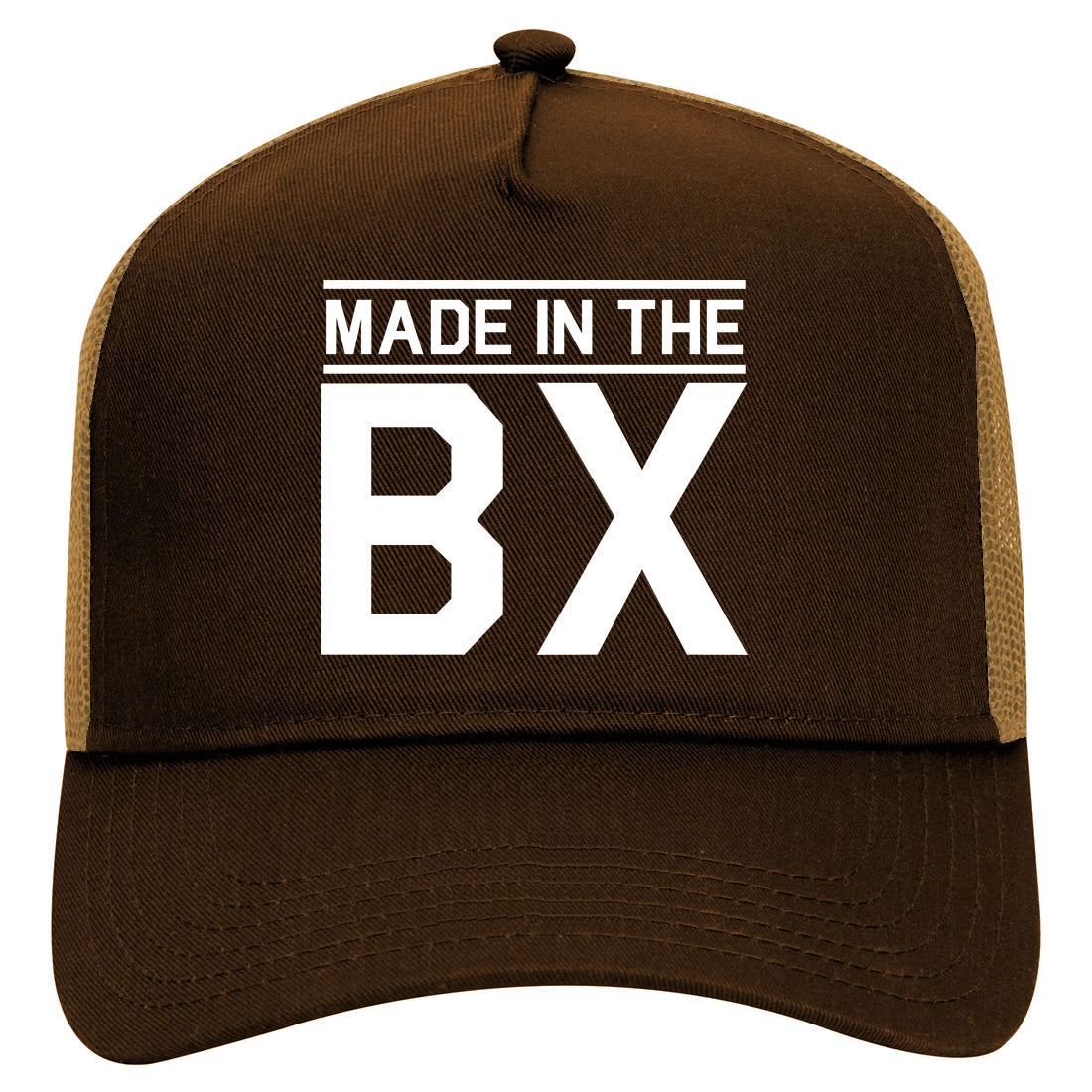Made In The BX Bronx Mens Mesh Trucker Hat Brown