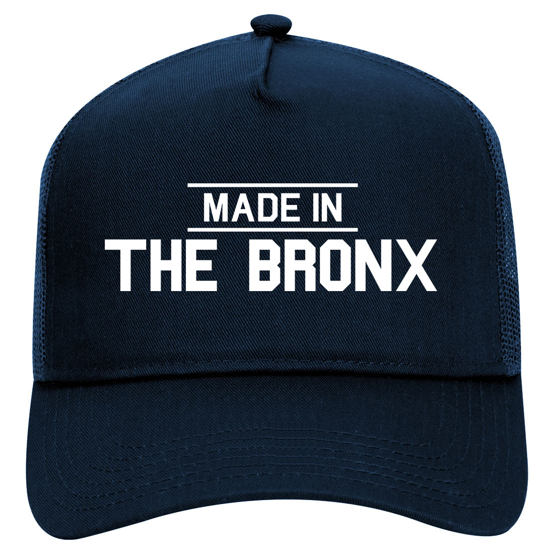 Made In The Bronx Mens Mesh Trucker Hat Navy Blue