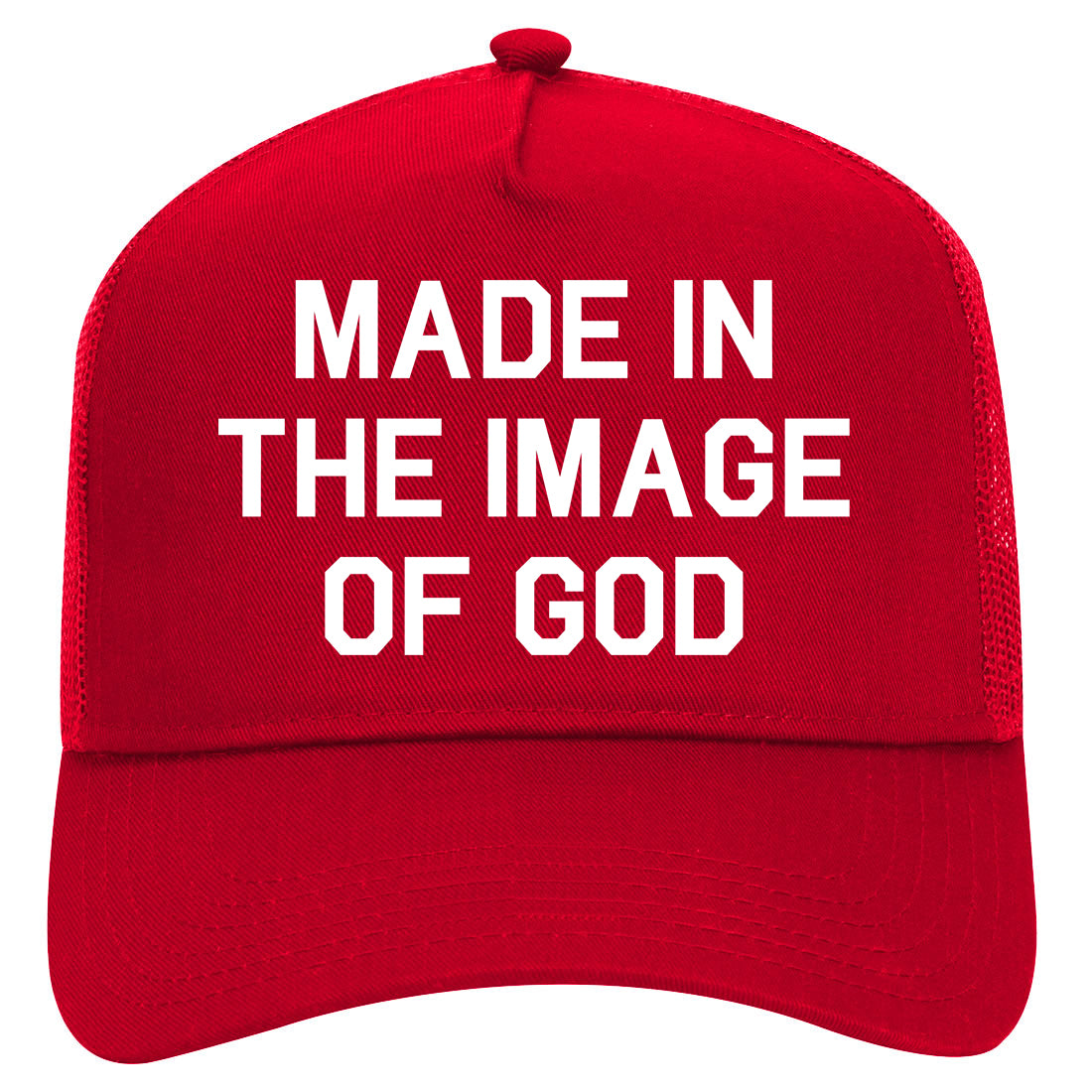 Made In The Image Of God Mens Mesh Trucker Hat Red