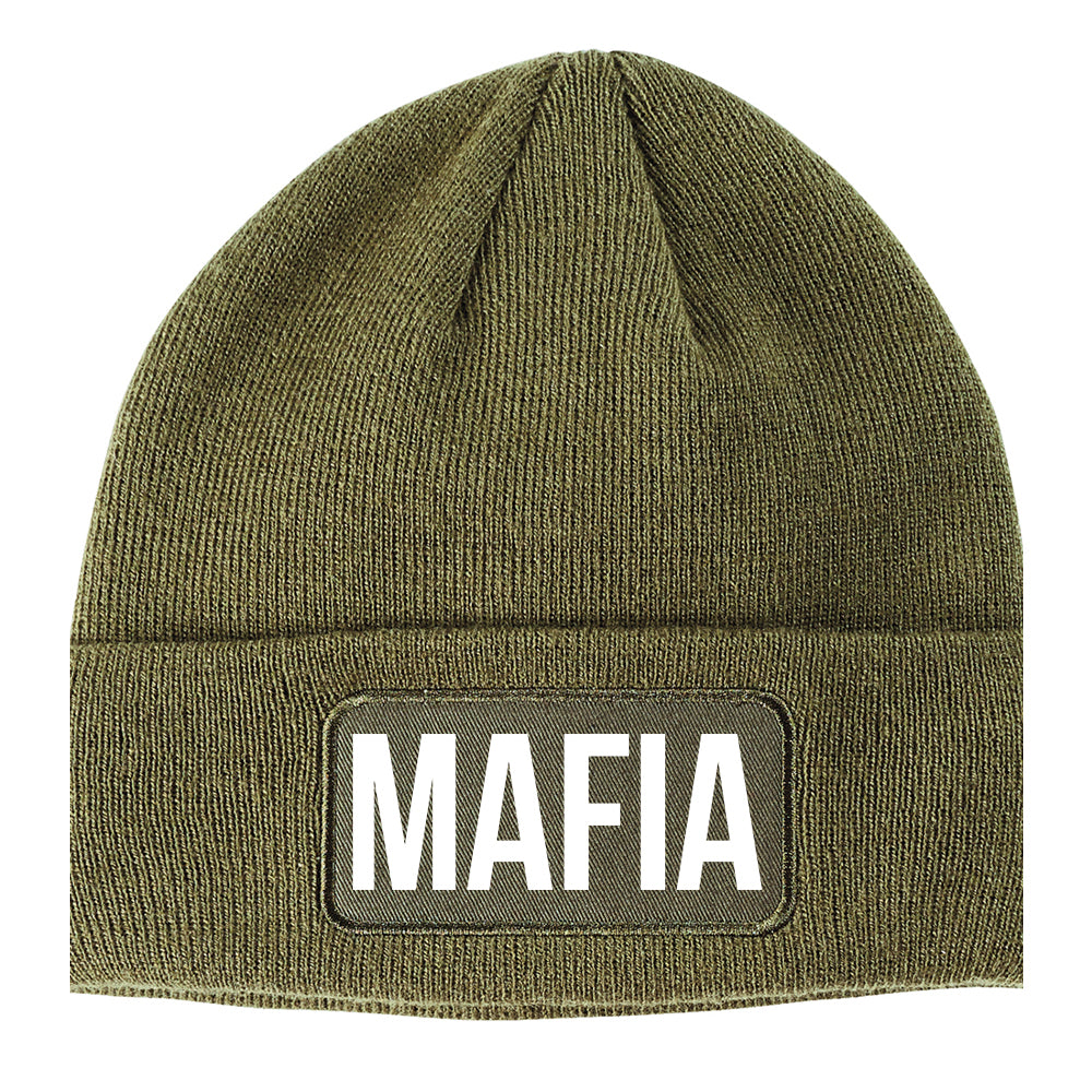 Mafia Squad Crew Winter Knit Adult Beanie Hat Olive Green