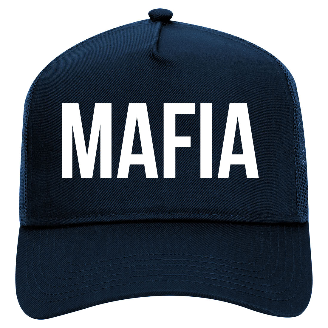 Mafia Squad Crew Mens Mesh Trucker Hat Navy Blue