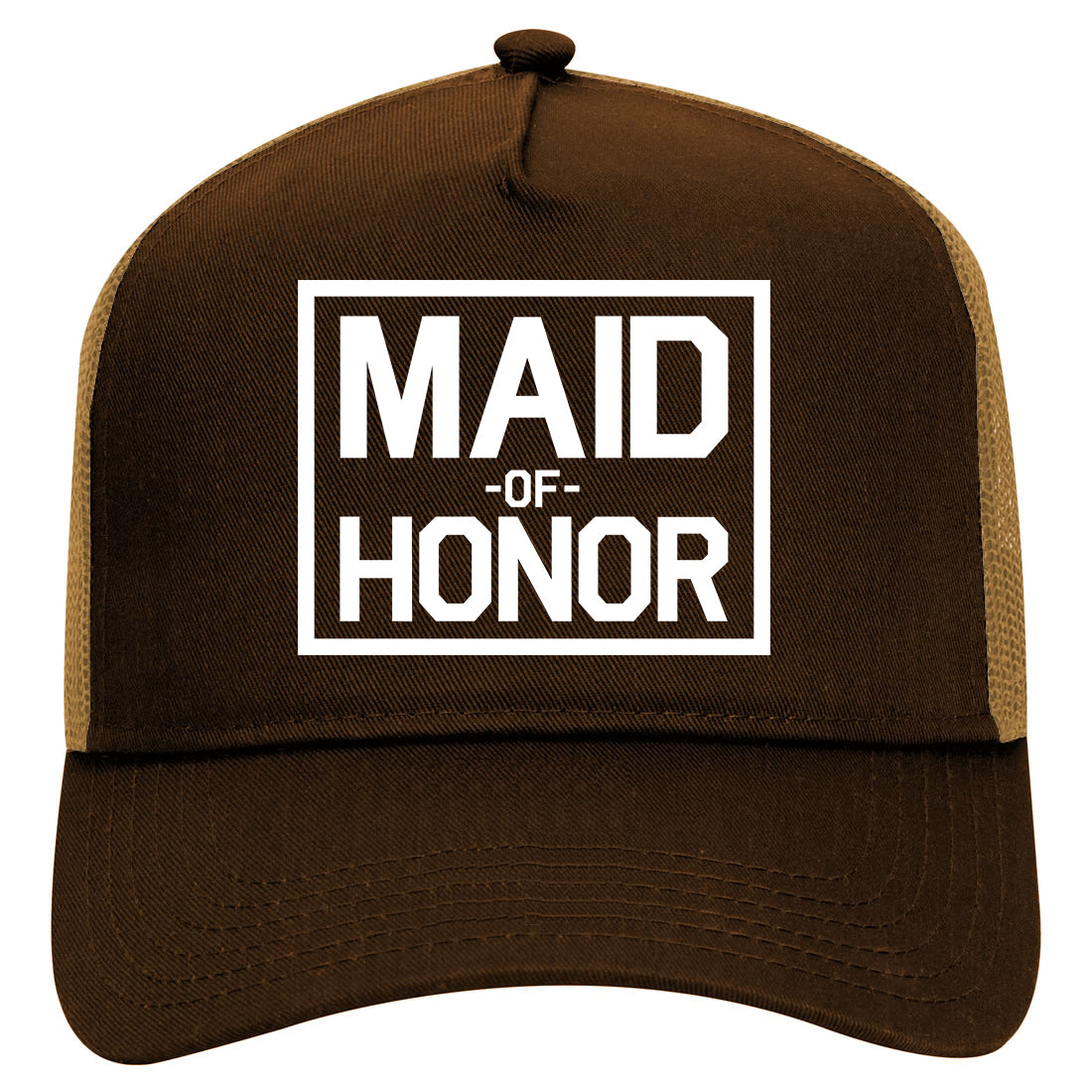 Maid Of Honor Wedding Mens Mesh Trucker Hat Brown