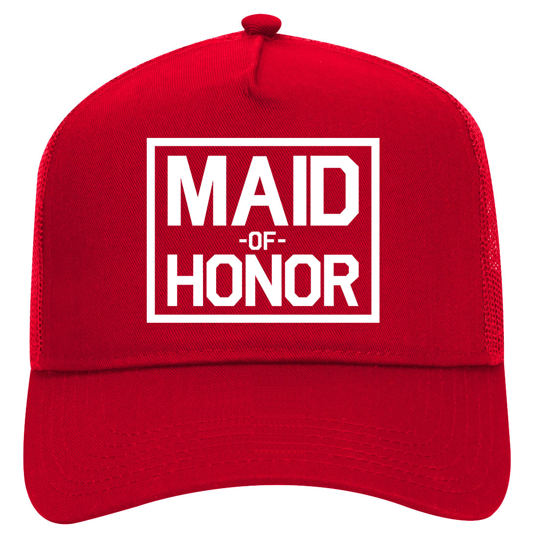 Maid Of Honor Wedding Mens Mesh Trucker Hat Red