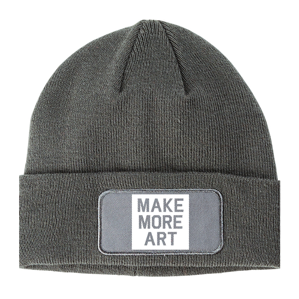 Make More Art Winter Knit Adult Beanie Hat Grey