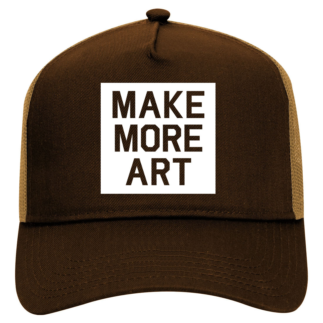 Make More Art Mens Mesh Trucker Hat Brown