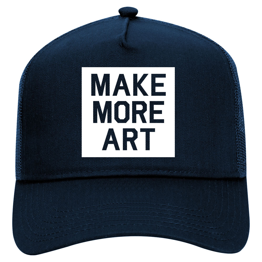 Make More Art Mens Mesh Trucker Hat Navy Blue