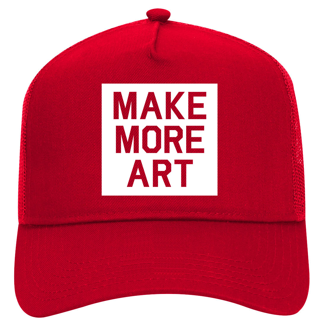Make More Art Mens Mesh Trucker Hat Red