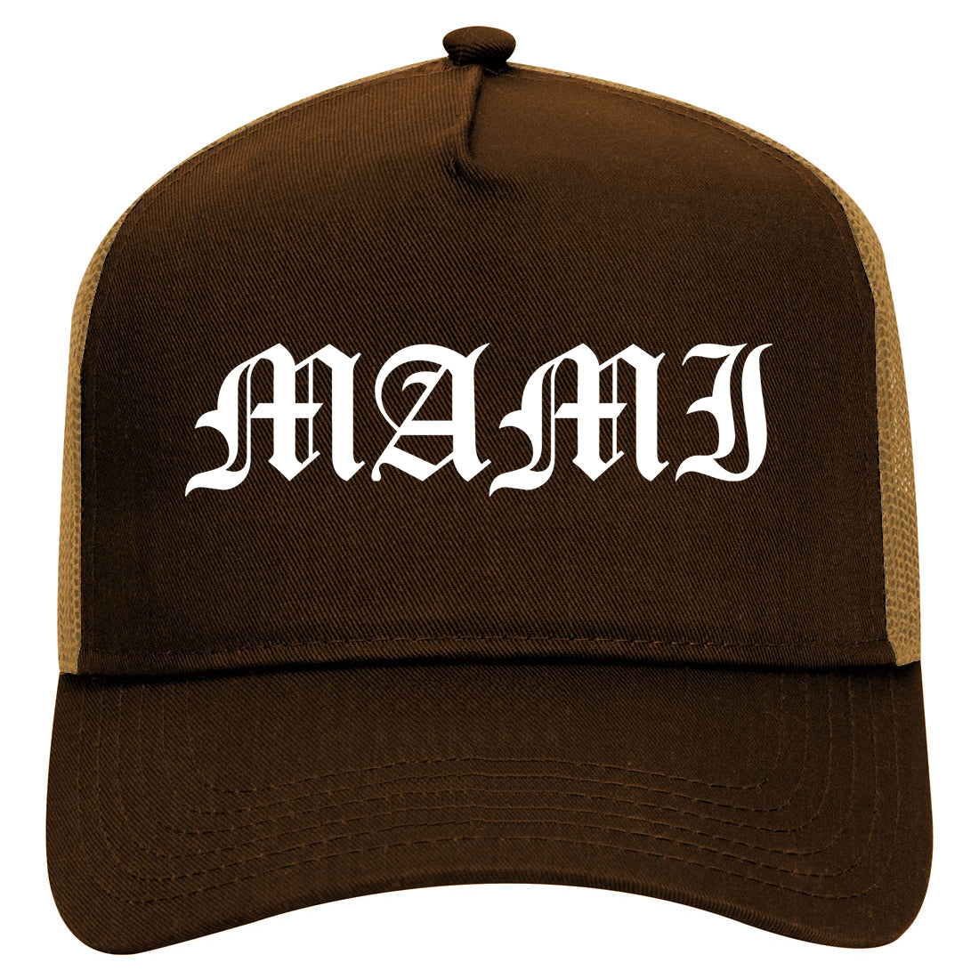 Mami Old English Latina Mothers Day Mens Mesh Trucker Hat Brown
