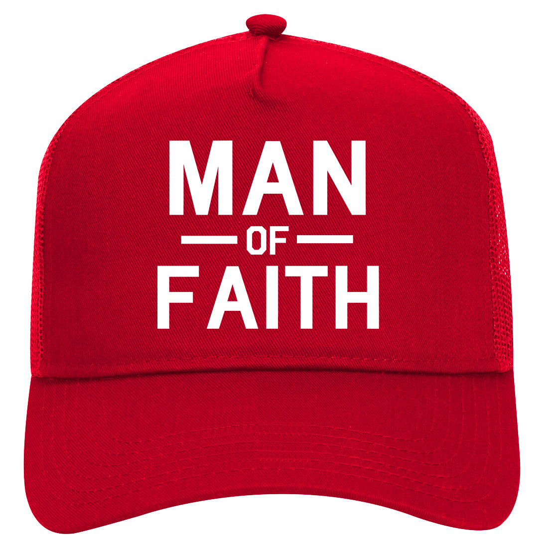 Man Of Faith God Religious Mens Mesh Trucker Hat Red