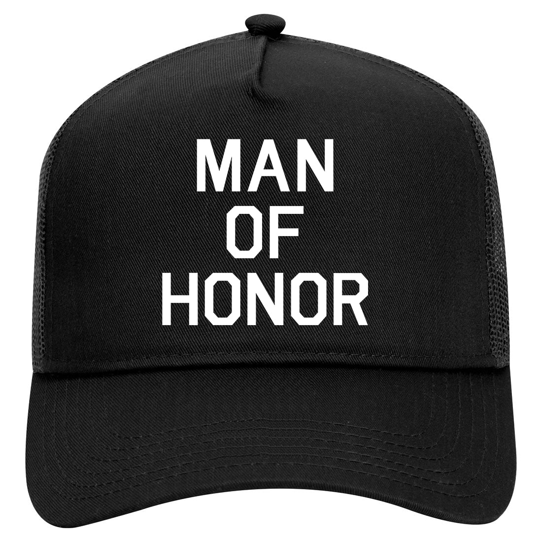 Man Of Honor Funny Bachelor Party Wedding Mens Mesh Trucker Hat Black