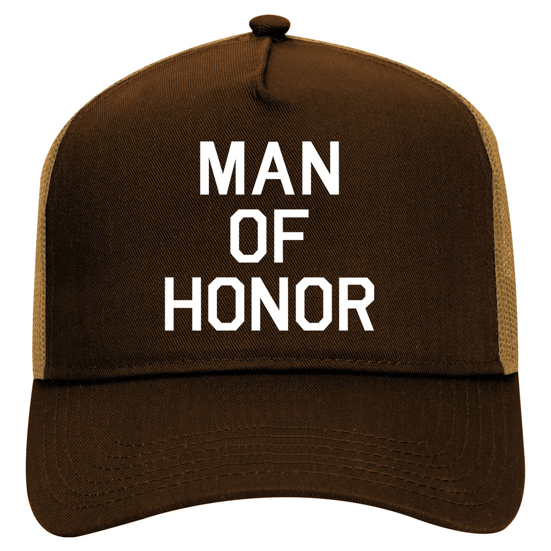 Man Of Honor Funny Bachelor Party Wedding Mens Mesh Trucker Hat Brown