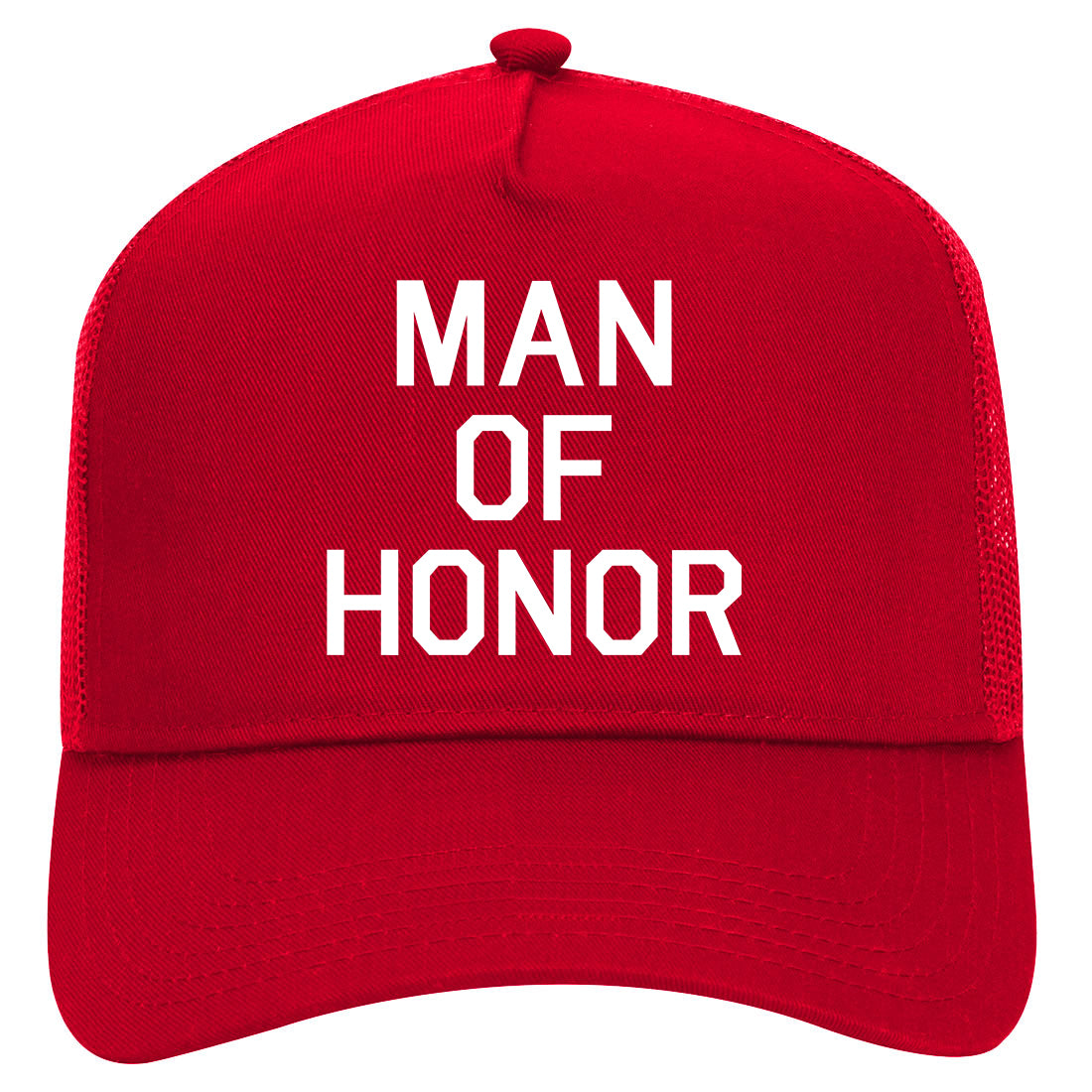 Man Of Honor Funny Bachelor Party Wedding Mens Mesh Trucker Hat Red