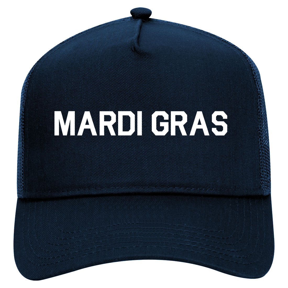 Mardi Gras New Orleans Mens Mesh Trucker Hat Navy Blue