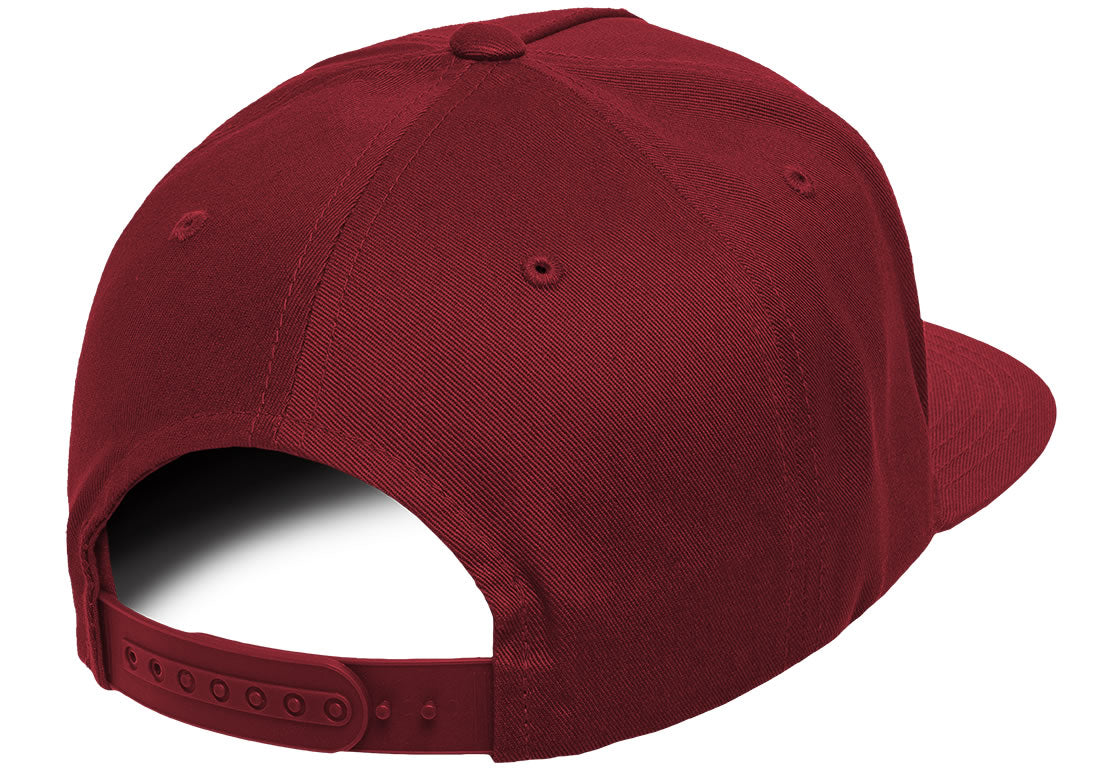 Blank Maroon Adult Men's 5 Panel Snapback Hat Back