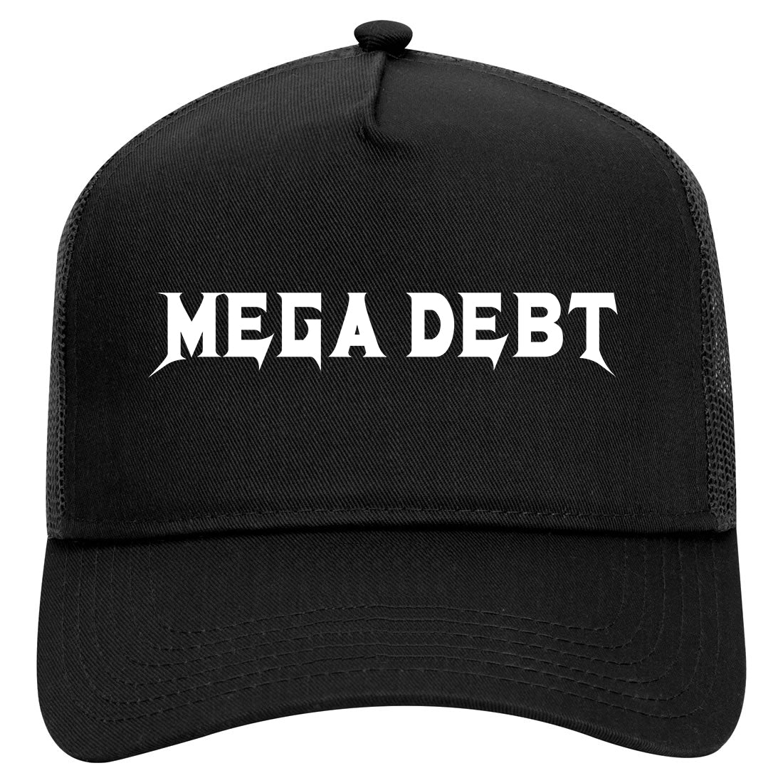 Mega Debt Funny Financial Mens Mesh Trucker Hat Black