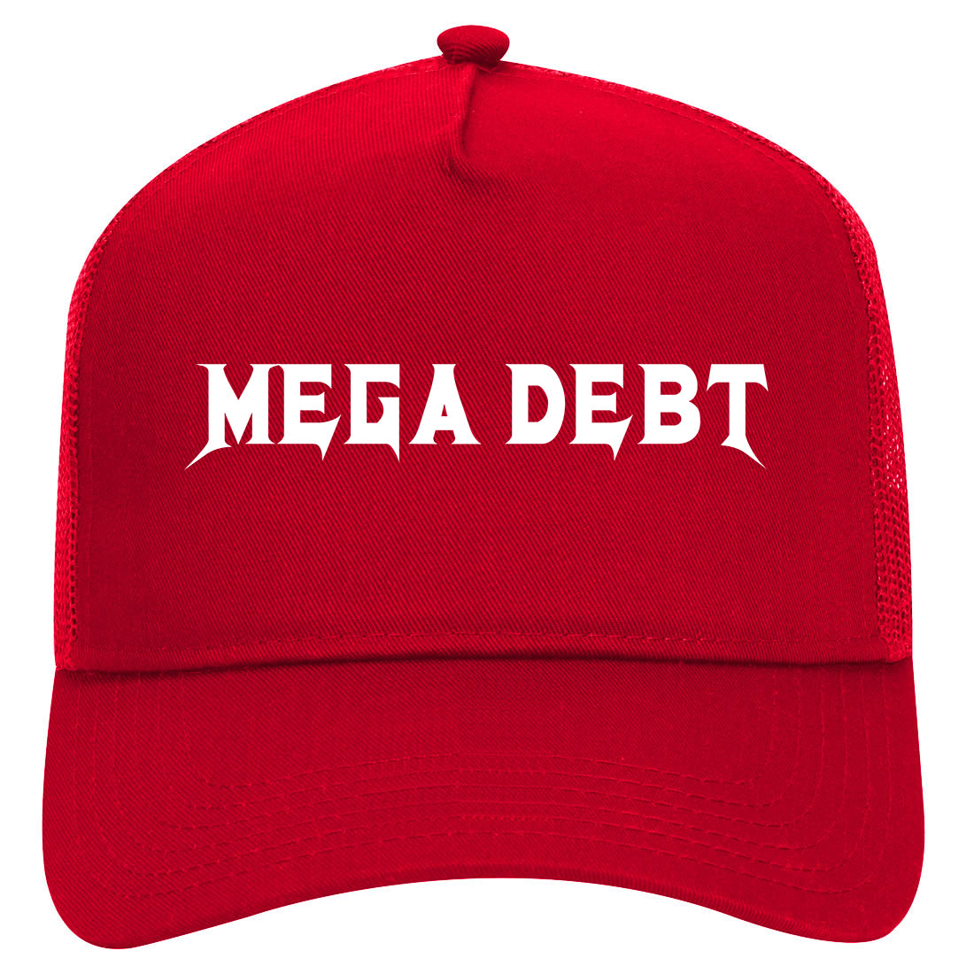 Mega Debt Funny Financial Mens Mesh Trucker Hat Red
