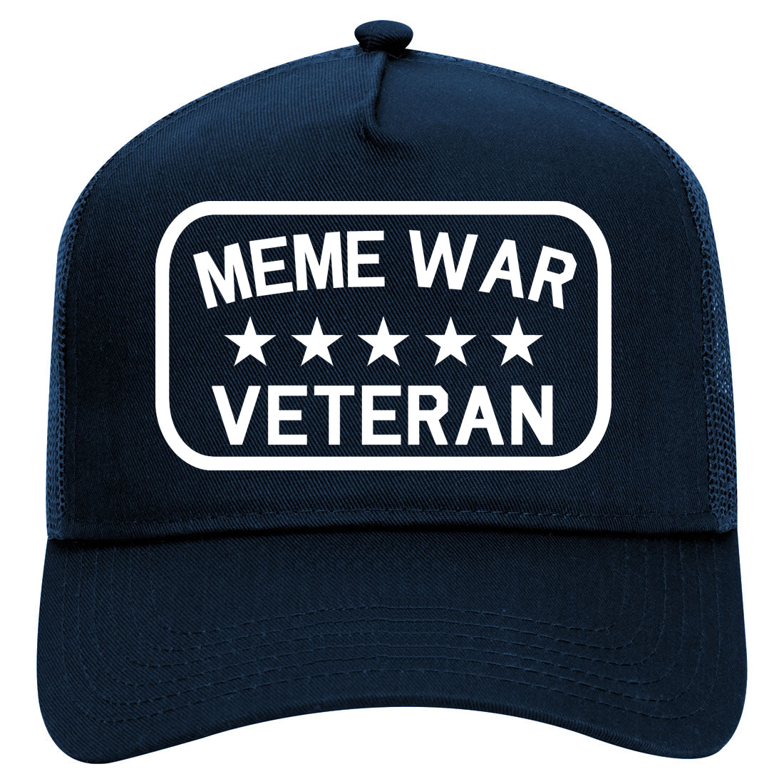 Meme War Veteran Funny Mens Mesh Trucker Hat Navy Blue