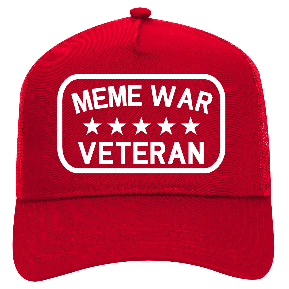 Meme War Veteran Funny Mens Mesh Trucker Hat Red