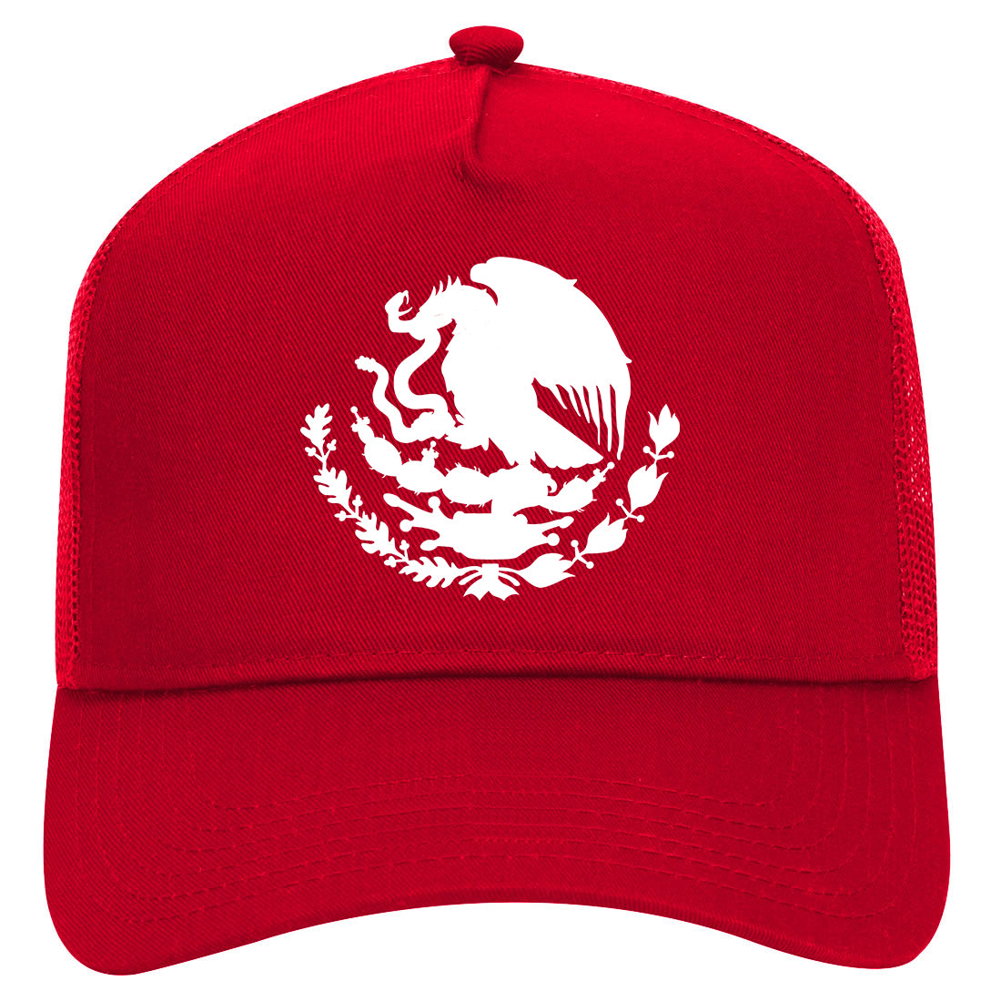 Mexican Black And White Coat Of Arms Flag Mens Mesh Trucker Hat Red