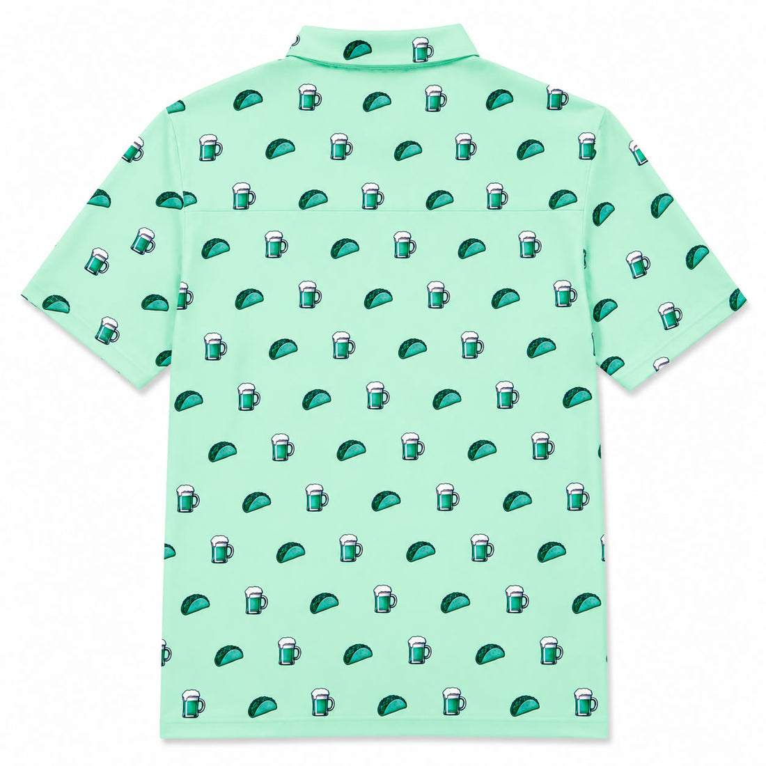 Mint Green Tacos And Beer Men's Golf Polo Shirt Back View
