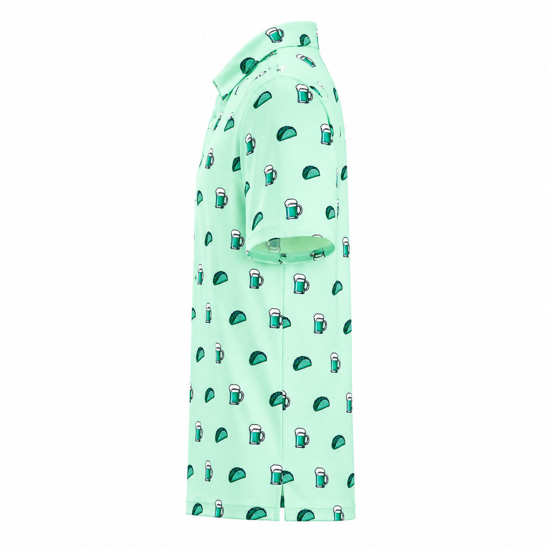 Mint Green Tacos And Beer Men's Golf Polo Shirt Side View