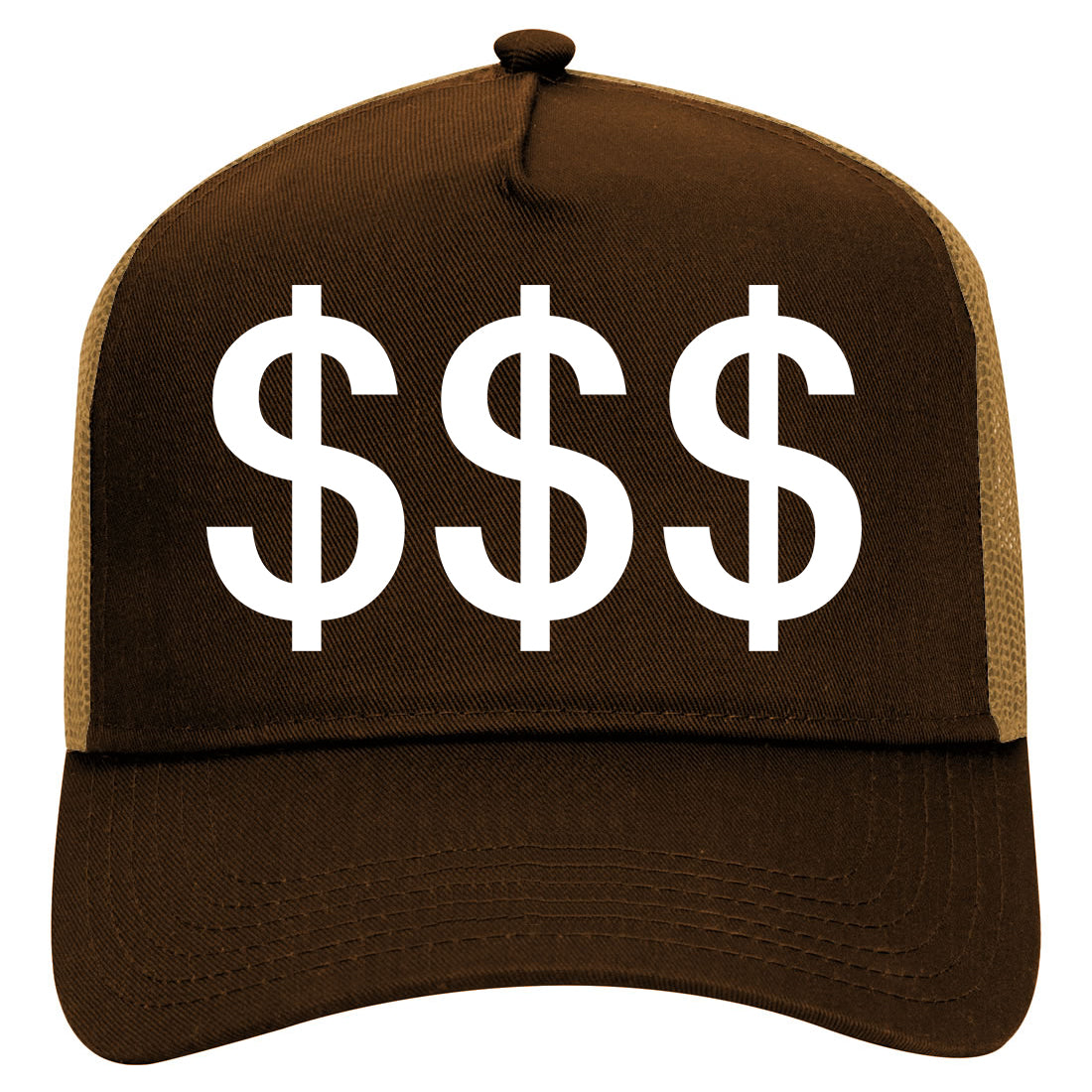 Money Signs Mens Mesh Trucker Hat Brown